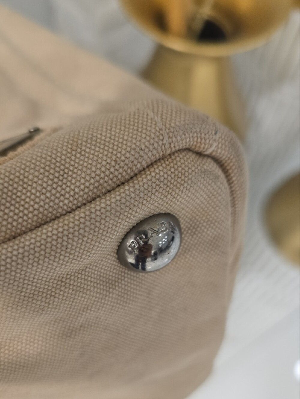 Prada Light Beige Canvas Denim Tote with Top Handles - Picture 9 of 16